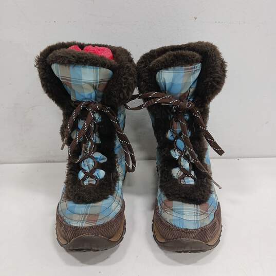 The North Face Plaid Pattern Faux Fur Boots Size3(Youth) image number 1