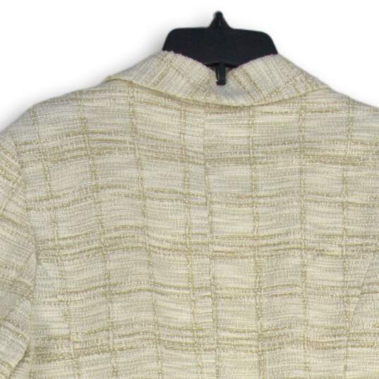Nanette Lepore Womens Cream Tweed Long Sleeve Open Front Blazer Jacket Size 14 image number 4
