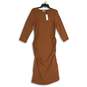 NWT Michael Kors Womens Orange 3/4 Sleeve Round Neck T-Shirt Dress Size XL image number 1