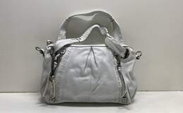 B Makowsky Leather Double Zip Shoulder Bag White