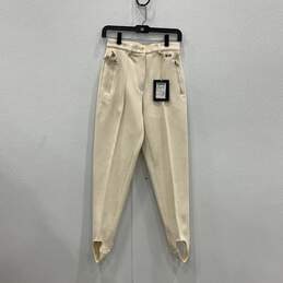NWT Post Card Womens Beige Flat Front Zipper Pocket Sports Ankle Pants Size 6