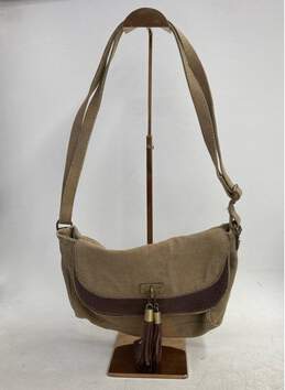 Mona B Sand Beige Canvas Crossbody NWT