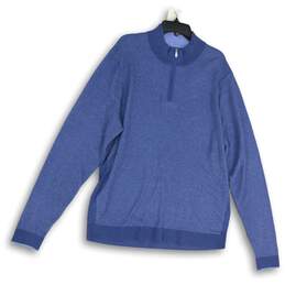 Tommy Bahama Mens Pullover Sweatshirt Long Sleeve Quarter Zip Blue Size XLT