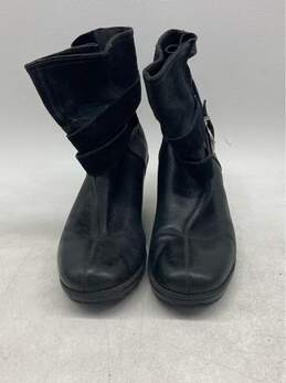 Black Leather Ankle Boots Size 9 w/ Suede Straps and Buckle-Stylish&Comfortable
