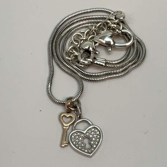 Designer Brighton Two-Tone Key Heart Lock Lobster Clasp Pendant Necklace image number 3
