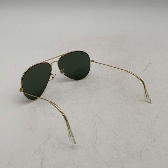 Ray-Ban Mens Gold Full-Frame Green Lens Aviator Sunglasses With Beige Case image number 5