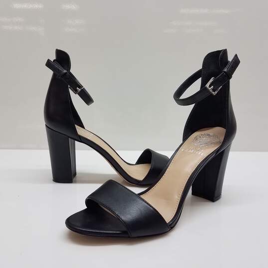 Women's Vince Camuto 'Corlina' Black Leather Ankle Strap Heels Size 7M image number 1