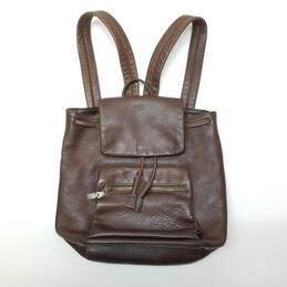 DKNY Brown Leather Cinch Backpack