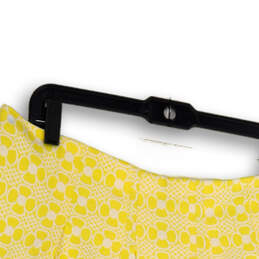 Womens Yellow White Printed Elastic Waist Pleated Stretch Mini Skirt Sz 12 alternative image
