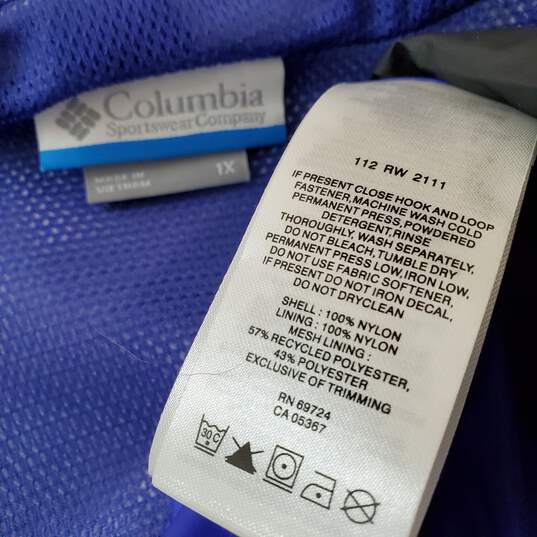 Columbia Sportswear Company Women's Blue/Purple Full-Zip Raincoat Jacket Size 1X image number 3