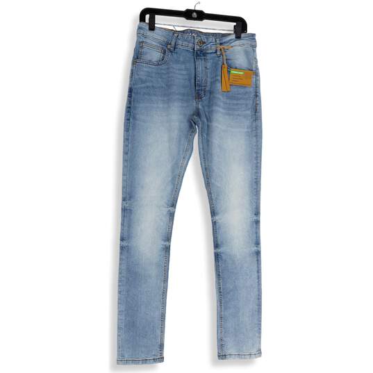NWT M.Society Mens Light Blue Denim Medium Wash Skinny Leg Jeans Size 32x32 image number 1
