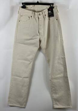 NWT Levi's 501 Mens Ivory Cotton Light Wash Coin Pockets Straight Jeans Sz 30X30