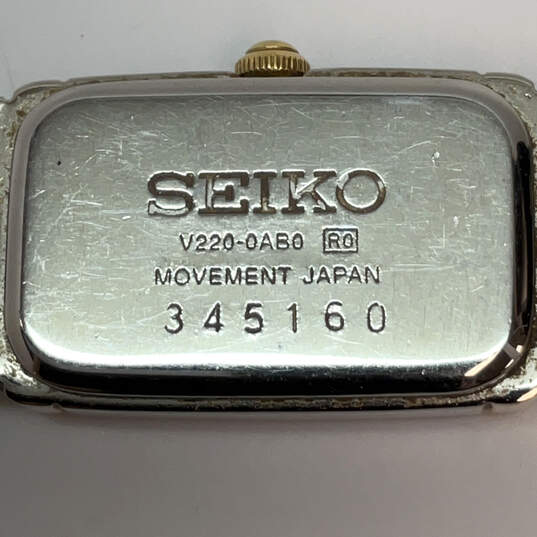 Designer Seiko V220-0AB0 Two-Tone Strap Rectangle Dial Analog Wristwatch image number 4