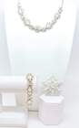 Vintage Icy Clear Rhinestone Silver Tone Necklace Bracelet & Brooch 116.0g image number 5
