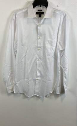 NWT Pronto Uomo Mens White Cotton Long Sleeve Collared Dress Shirt Sz 16.5 34/35