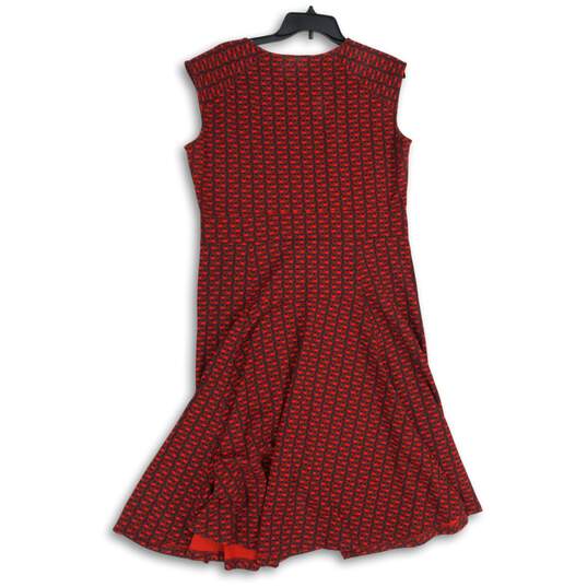 Land's End Womens Red Geometric Sleeveless Fit & Flare Dress Size 14-16 image number 2