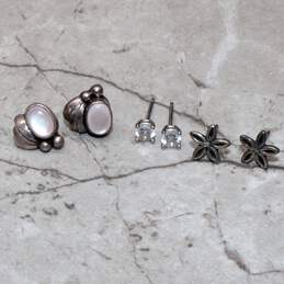 3 Pairs of Elegant Sterling Silver Earrings 3.2g alternative image