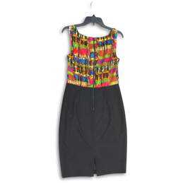 Kay Unger Womens Multicolor Abstract Sleeveless Back Zip Sheath Dress Size 6 alternative image