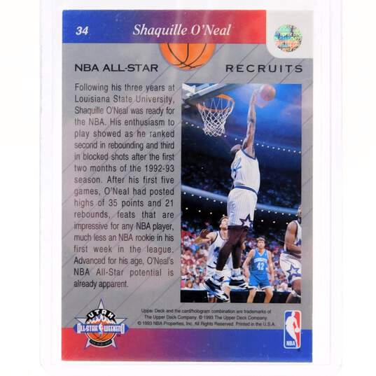 1992-93 HOF Shaquille O'Neal Upper Deck Rookie Orlando Magic image number 2
