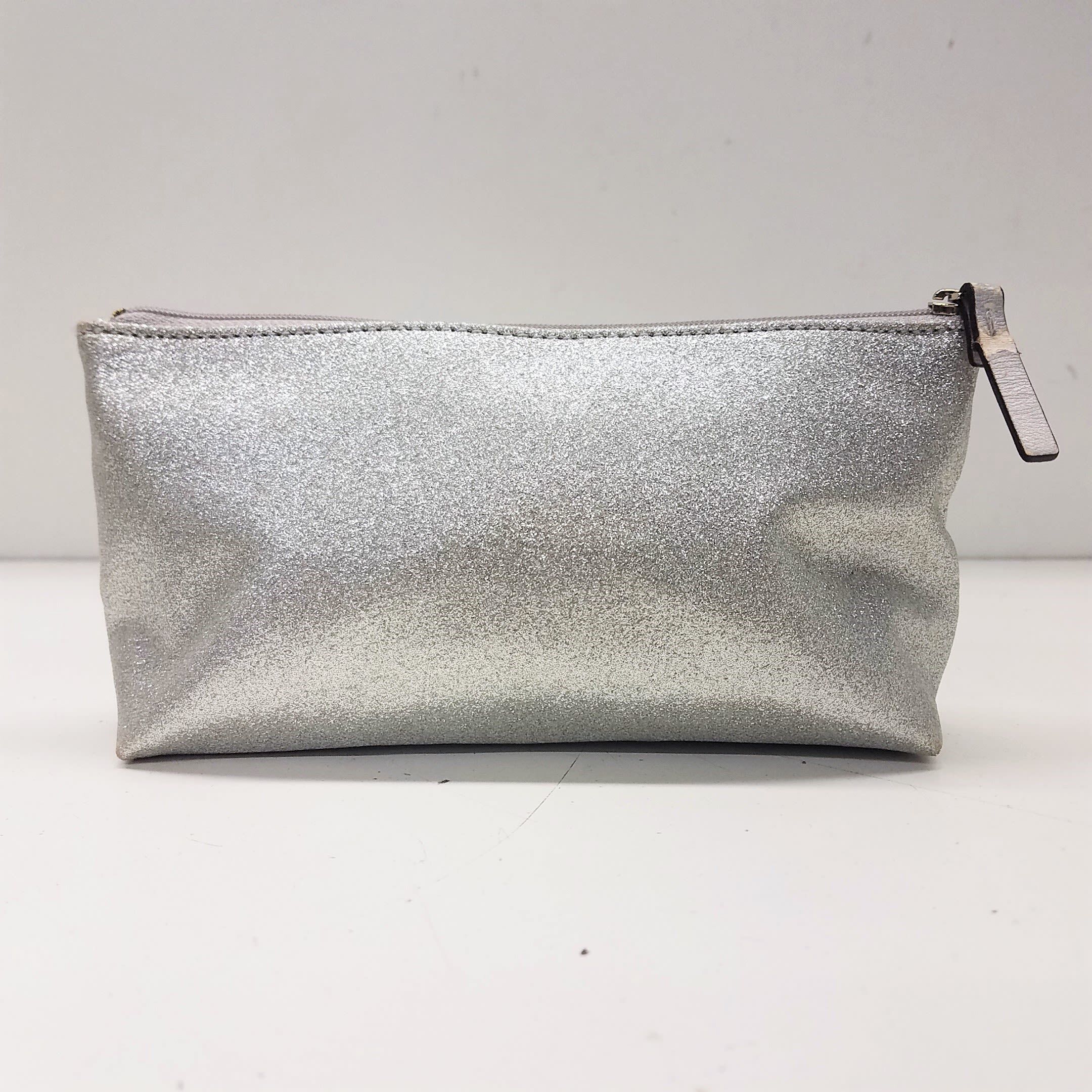 1950s-60s Silver Sparkle Small Evening Clutch Bag Purse, Metal Chain 8 x 5
