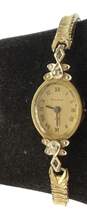 Bulova 10K Rolled Gold Plate Watch Head w Diamonds & Band image number 1