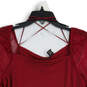 Womens Red Square Neck Long Sleeve Pullover Blouse Top Size Medium image number 3