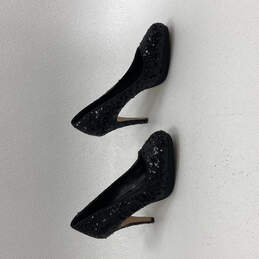 Womens Dasher Black Leather Sequin Slip-On Stiletto Pump Heels Size 8 M