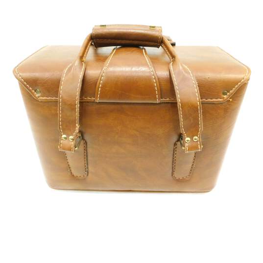 Vintage Tucky Brown Leather Camera Compartment Case Storage Bag image number 3