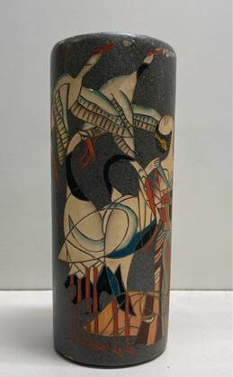 Art Vase Handcrafted Oriental Art Deco 12.5 inch Tall Vintage Ceramic Table Vase