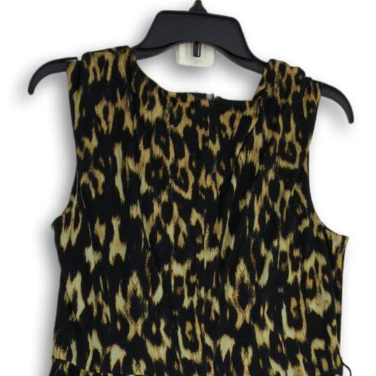 Calvin Klein Womens Black Brown Animal Print Sleeveless Back Zip Sheath Dress 8 image number 4
