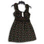 NWT Womens Black Floral Sleeveless Square Neck Fit & Flare Dress Size Large image number 1