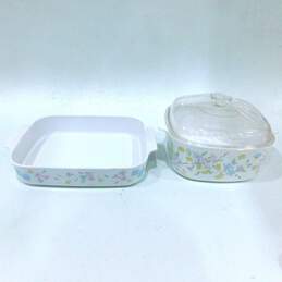 VTG Corning Ware Pastel Bouquet Casserole Dishes 5 Liter A-5-8 w/ Lid & A-21-B-N