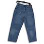 NWT Express Womens Blue Denim Medium Wash High Rise Distressed Mom Jeans Size 8R image number 2