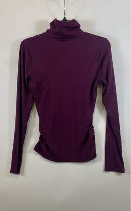 NWT Michael Stars Womens Burgundy Beck Ruched Ribbed Turtleneck T-Shirt Size M alternative image