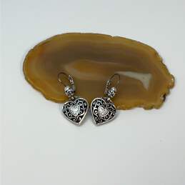 Designer Brighton Silver-Tone Heart Fashionable Leverback Dangle Earrings