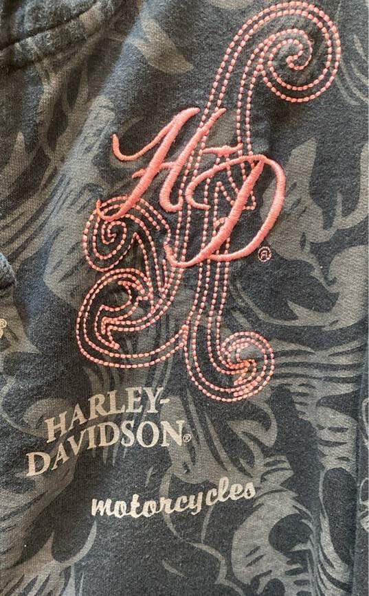 Harley-Davidson Mens Black Cotton Long Sleeve Drawstring Full Zip Hoodie Size L image number 4