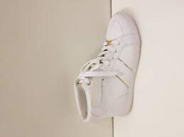Women's Size 9.5 - G by Guess White Sneaker Gold Accents With Side Zipper