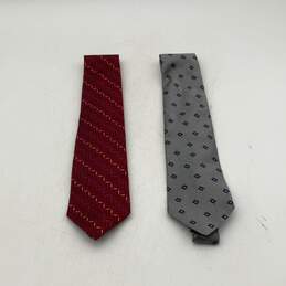 Lot Of 2 Tommy Hilfiger Mens Pointed  Neck Tie Geometric Red Silver
