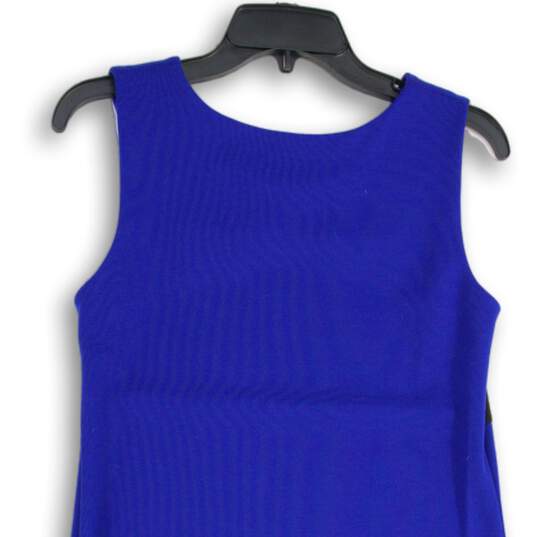 NWT Ny Collection Womens Blue Black Round Neck Sleeveless Pullover Tank Dress S image number 4