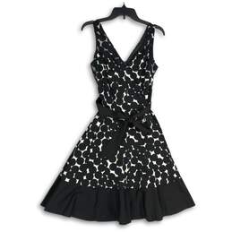 NWT Jones Wear Womens Black White Polka Dot V-Neck Fit & Flare Dress Size 6