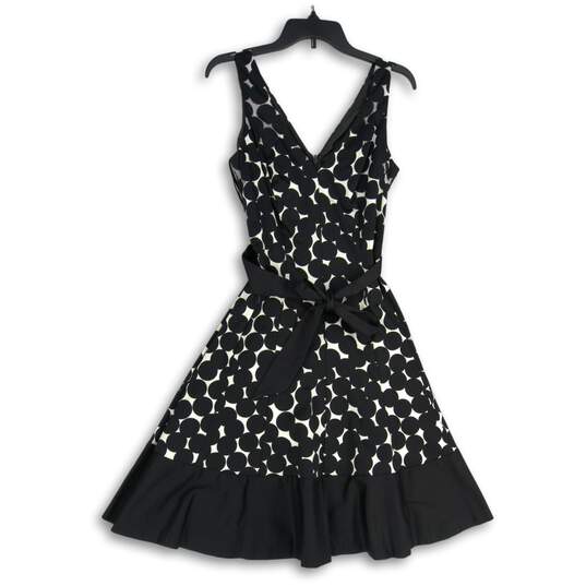 NWT Jones Wear Womens Black White Polka Dot V-Neck Fit & Flare Dress Size 6 image number 1