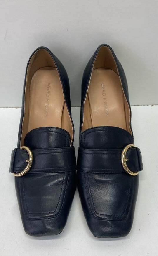 Marc Fisher Oralin Black Leather Buckle Loafer Pump Heels Women's Size 6 image number 6