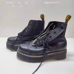 Dr. Martens Black Sinclair Lace Up Pebbled Leather Boots Size 10