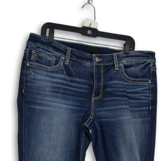 Womens Blue Denim Medium Wash Stretch Pockets Bootcut Jeans Size 33x34 image number 3