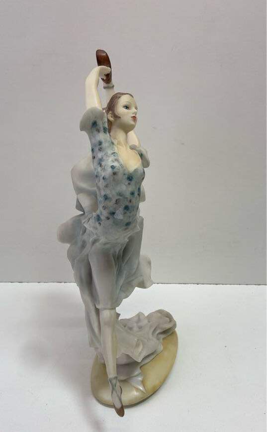 Vintage De Capoli Collection 14in Tall Porcelain Statue Blue Dress Dancer image number 2