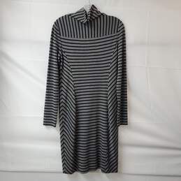 Tory Burch Women's Black/Gray Striped Turtleneck Sweater Dress Size S alternative image