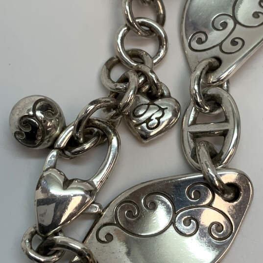Designer Brighton Silver-Tone Engraved Lobster Clasp Link Chain Bracelet image number 4