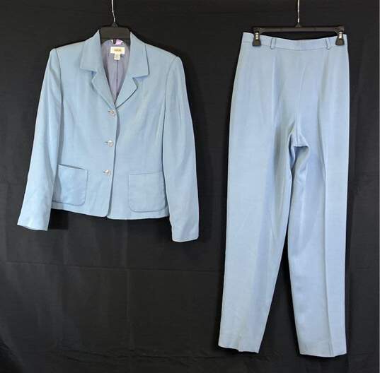 Talbots Womens Blue Silk Pockets Single Breasted 2 Piece Suit Blazer/Pant Size 6 image number 1