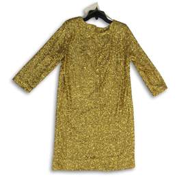 NWT Anne Klein Womens Gold Sequin 3/4 Sleeve Round Neck Mini Dress Size Large alternative image