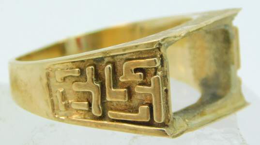 Men's Vintage 14K Yellow Gold Geometric Rectangle Ring Setting 6.6g image number 1